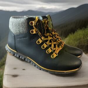 COLE HAAN Womens ZeroGrand Hiker Waterproof Boots Size 6B W04238 BLACK Leather